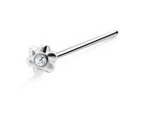 Stony Flower Silver Straight Nose Stud NSKA-374 